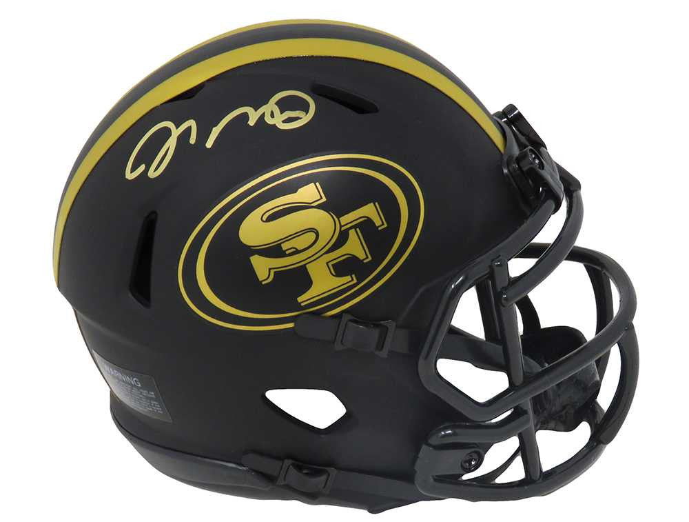 Joe Montana Signed San Francisco 49ers Eclipse Black Matte Riddell Speed Mini Helmet - Schwartz Authentic