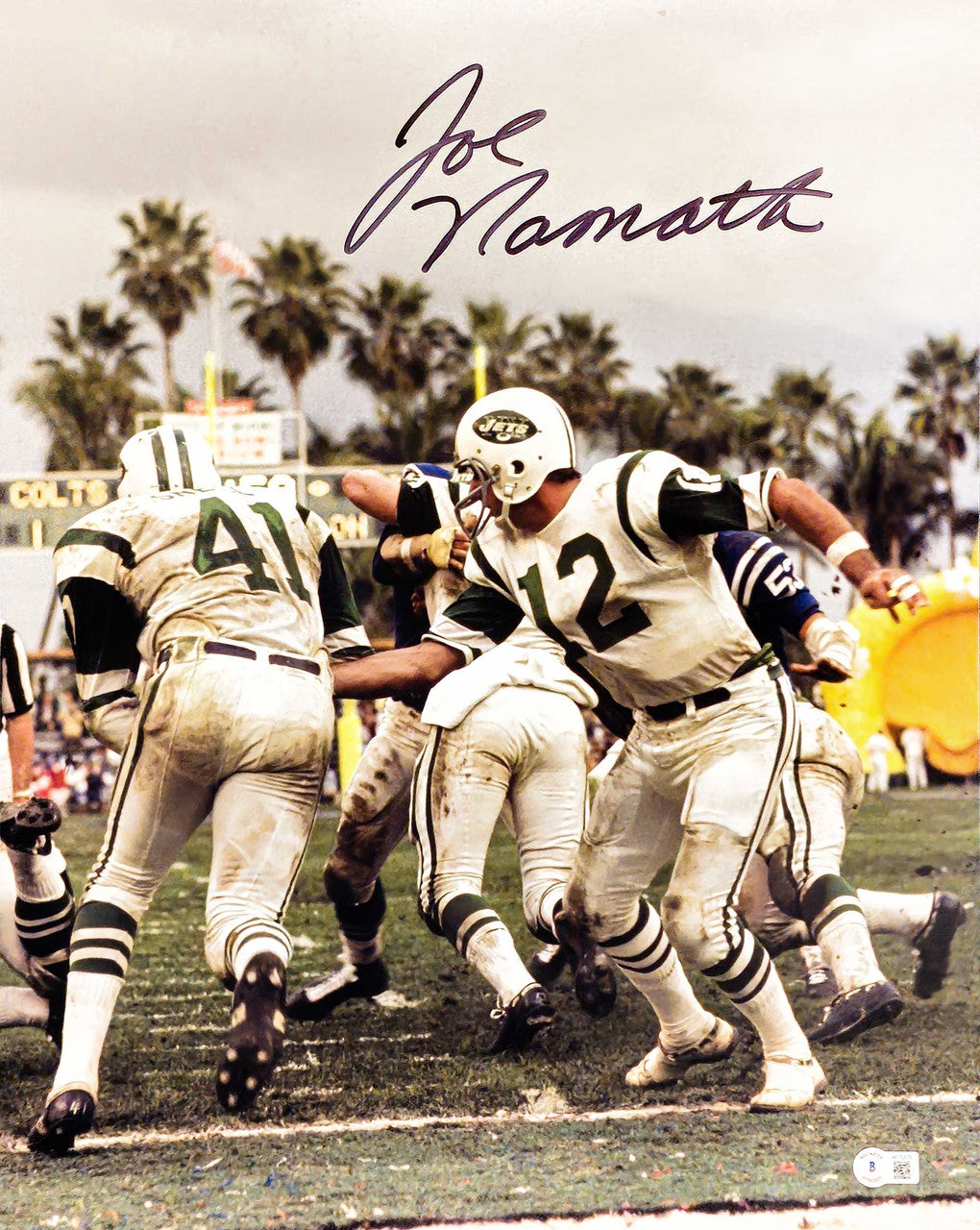 Joe Namath Signed 16x20 Jets Super Bowl Photo – BAS Witness