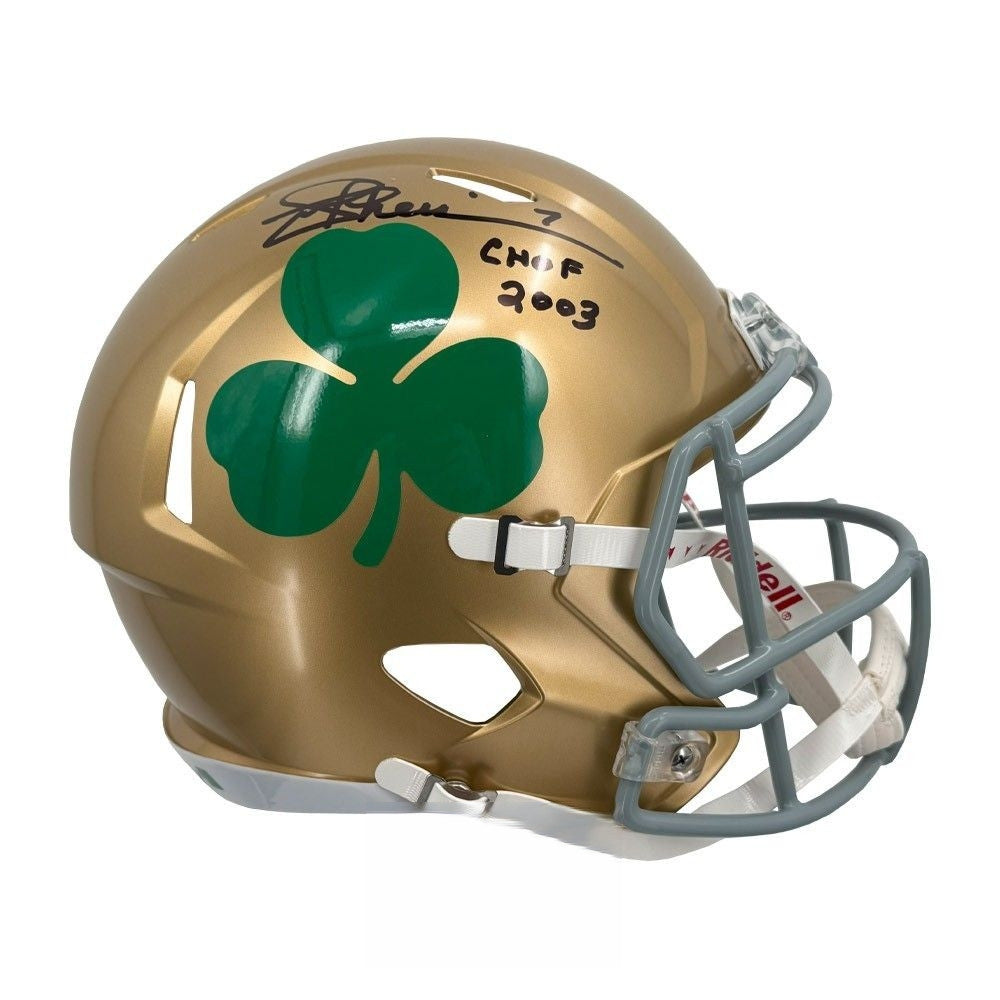 Joe Theismann Autographed Notre Dame Shamrock Full-Size Speed Helmet “CHOF 2003” – Beckett BAS