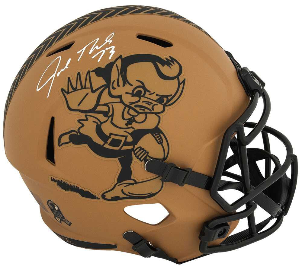 Joe Thomas Signed Cleveland Browns 2023 Salute to Service Riddell Full Size Speed Replica Helmet - Schwartz Authenticated