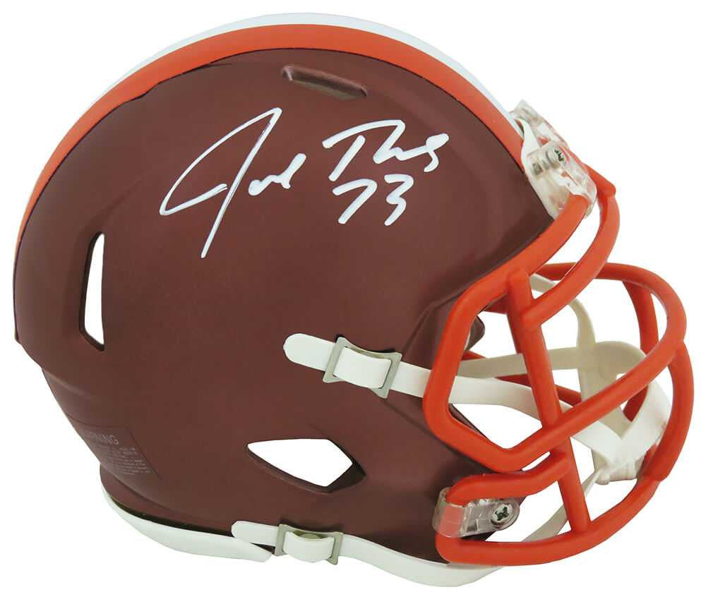 Joe Thomas Signed Cleveland Browns FLASH Riddell Speed Mini Helmet - Schwartz Authenticated