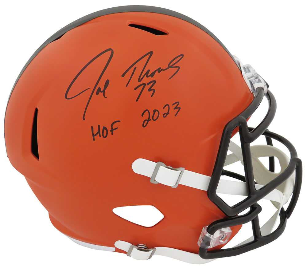 Joe Thomas Signed Cleveland Browns Riddell Full Size Speed Helmet w/HOF 2023 - Schwartz Authenticated