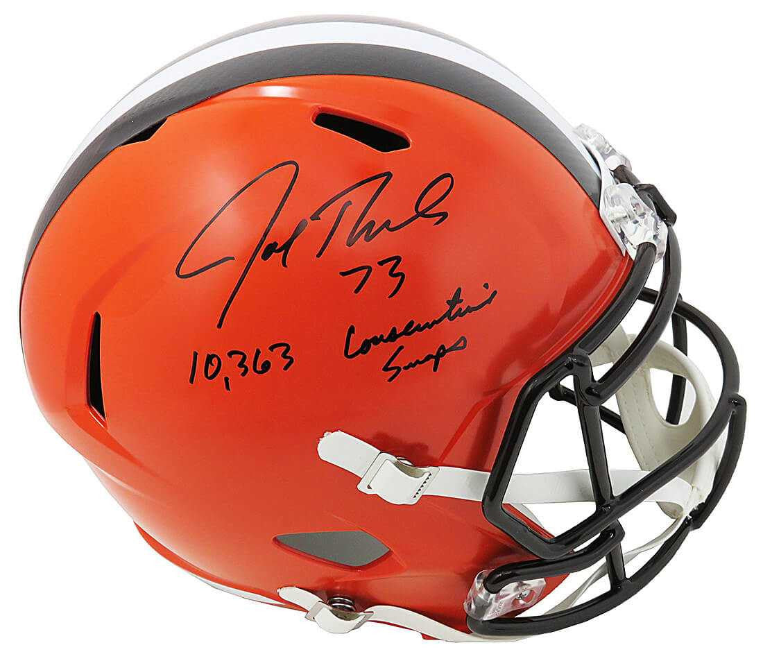 Joe Thomas Signed Cleveland Browns Riddell Full Size Speed Replica Helmet w/10,363 Consecutive Snaps - Schwartz Authenticated
