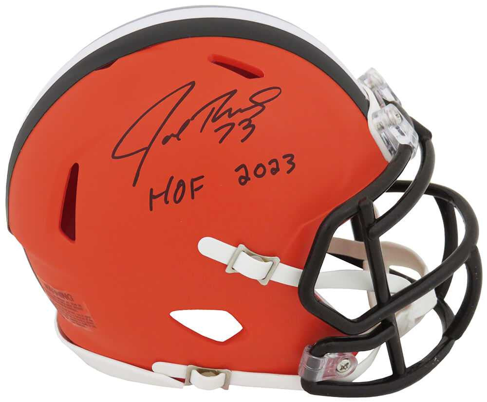 Joe Thomas Signed Cleveland Browns Riddell Speed Mini Helmet w/HOF 2023 - Schwartz Authenticated