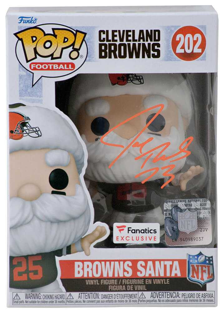 Joe Thomas Signed Cleveland Browns 'Santa' Funko Pop Doll #202 - Schwartz Authenticated