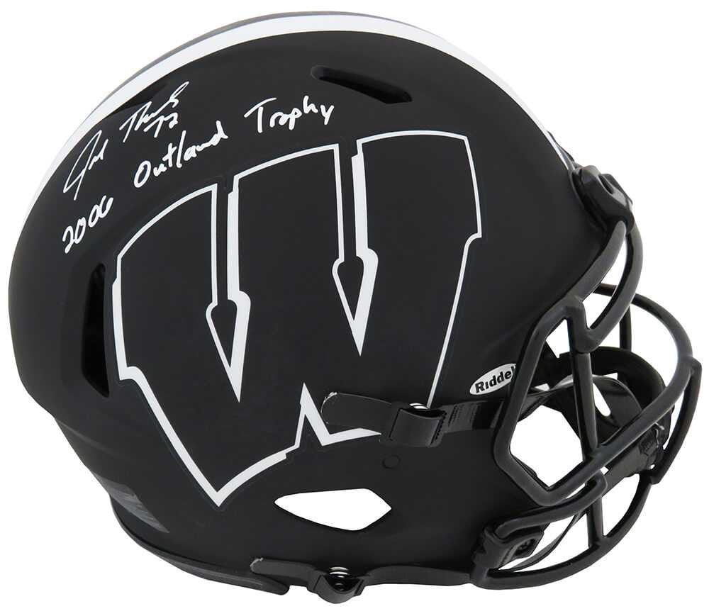 Joe Thomas Signed Wisconsin Badgers Eclipse Authentic Proline Helmet “2006 Outland Trophy” – Schwartz COA