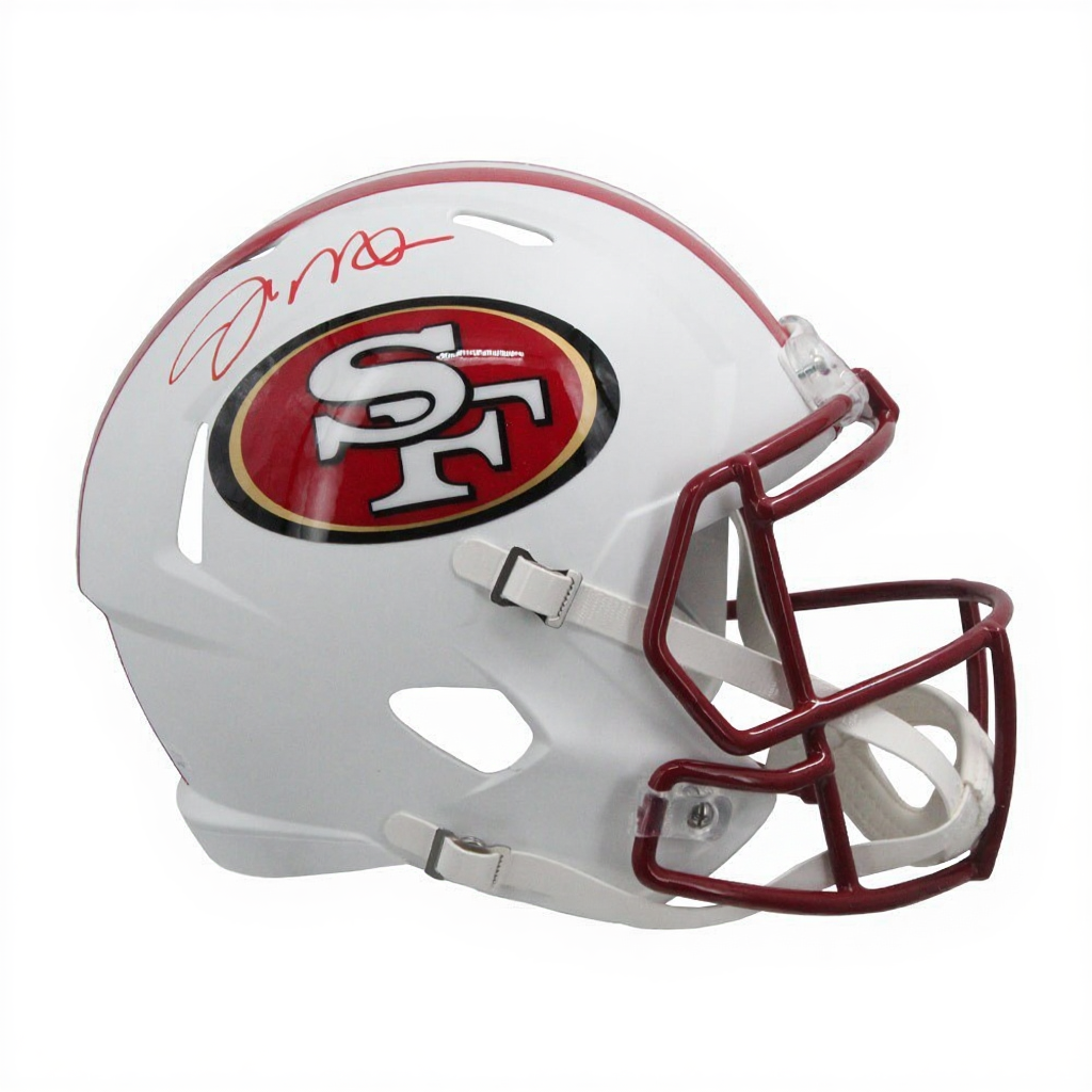 Joe Montana Signed San Francisco 49ers Flat White Replica Full-Size Helmet – JSA COA