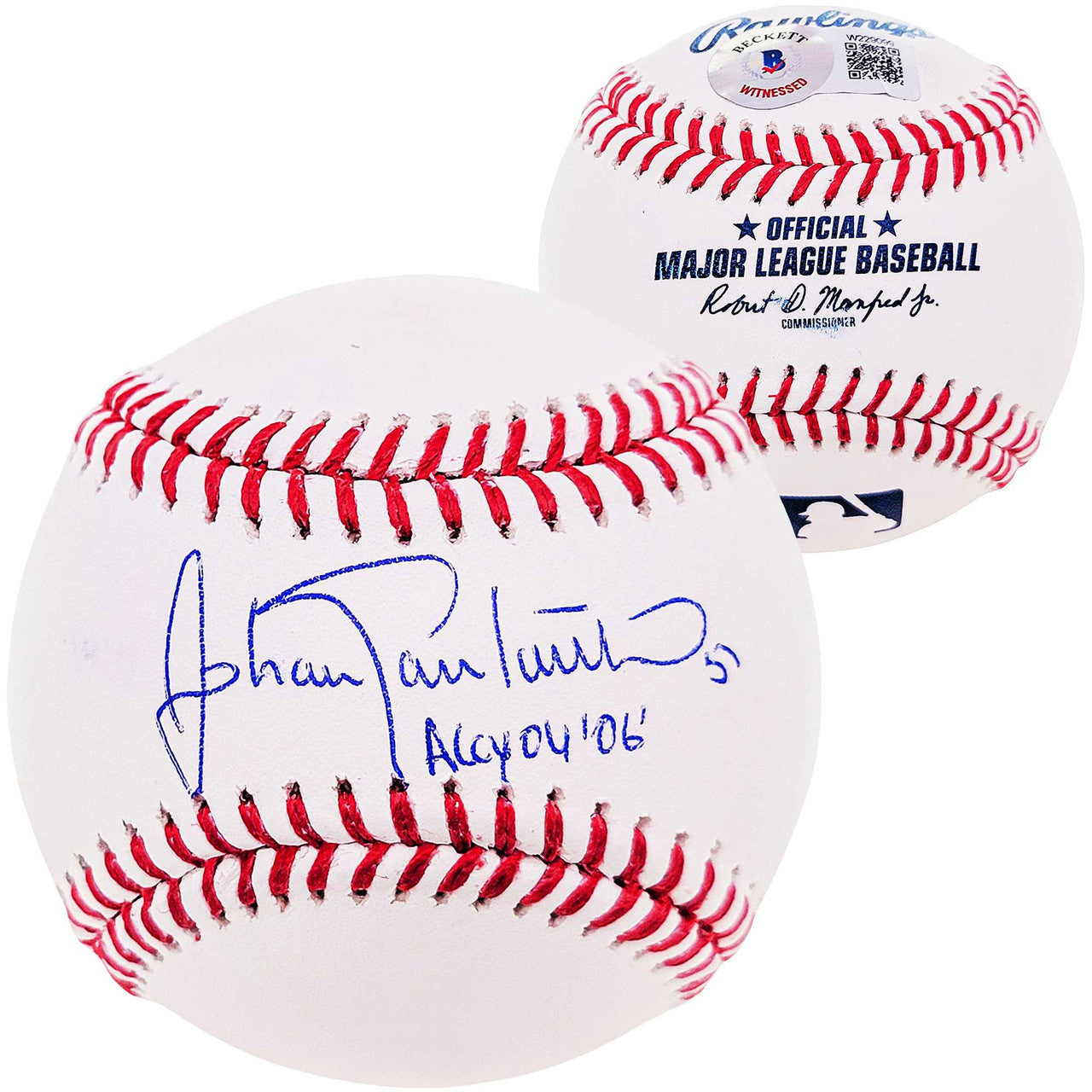 Johan Santana Autographed Official MLB Baseball Minnesota Twins "AL CY 04, 06" Beckett BAS Witness
