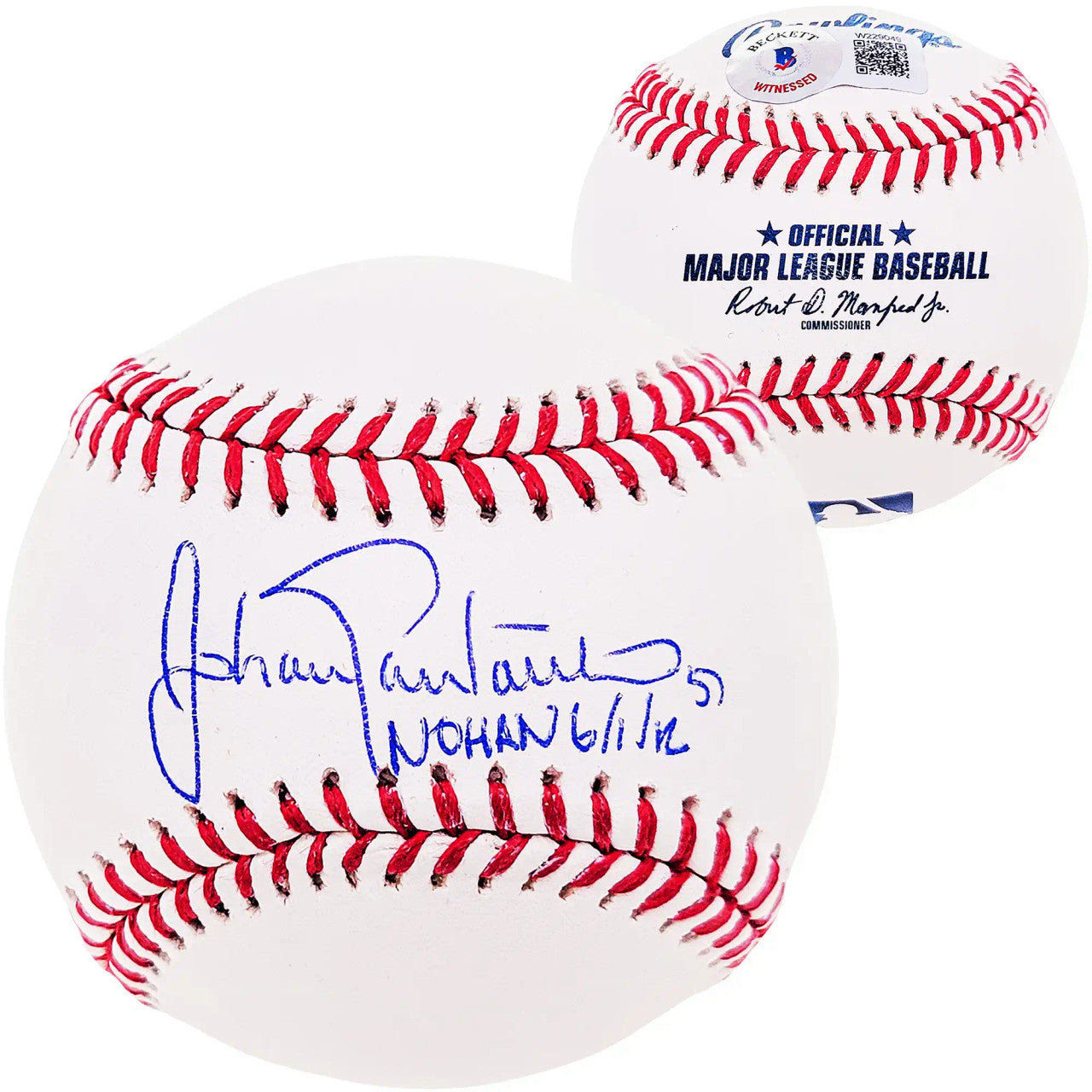 Johan Santana Autographed Official MLB Baseball New York Mets "Nohan 6/1/12" Beckett BAS Witness