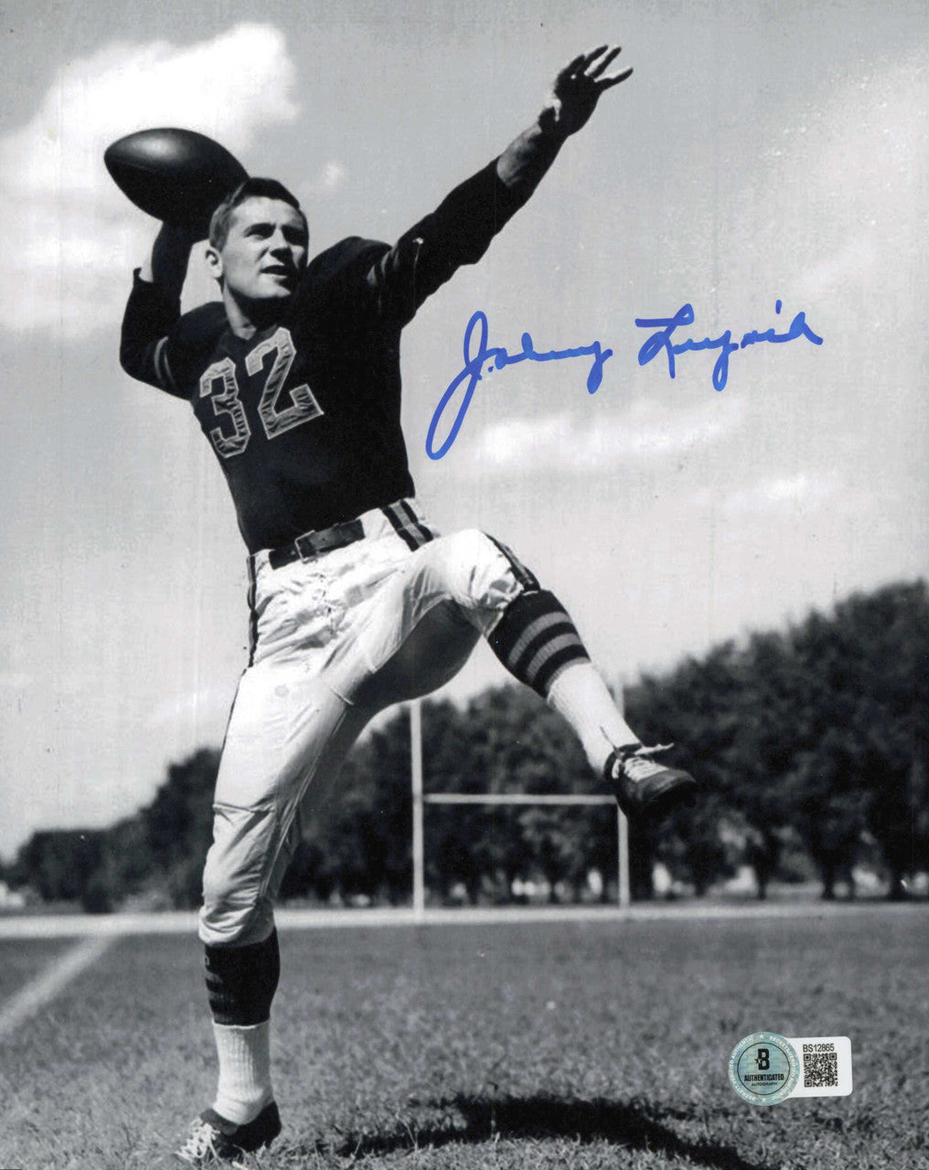 Johnny Lujack Autographed 8x10 Photo Notre Dame Fighting Irish Beckett BAS QR #BS12865