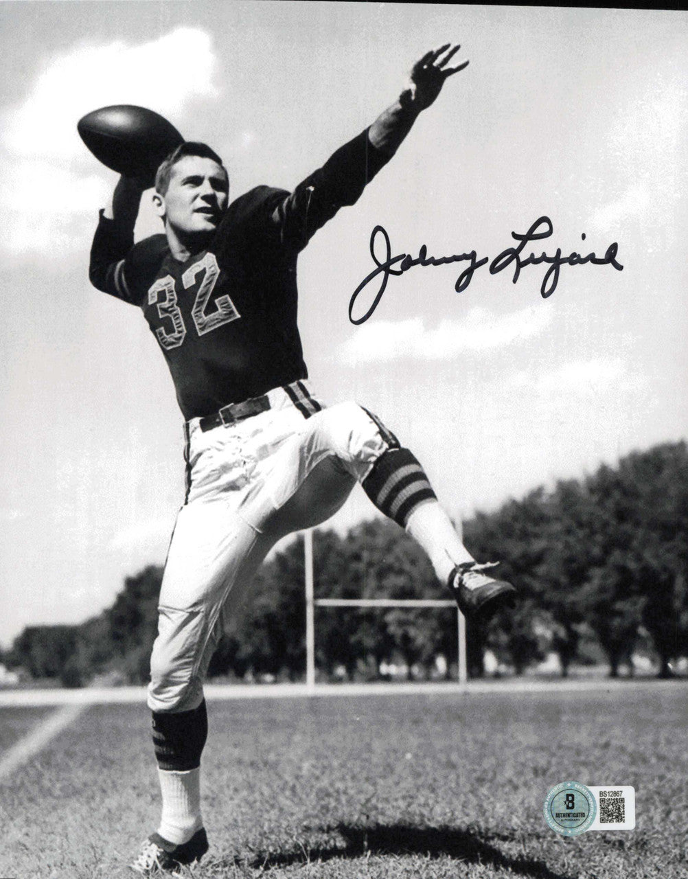 Johnny Lujack Autographed 8x10 Photo Notre Dame Fighting Irish Beckett BAS QR #BS12867