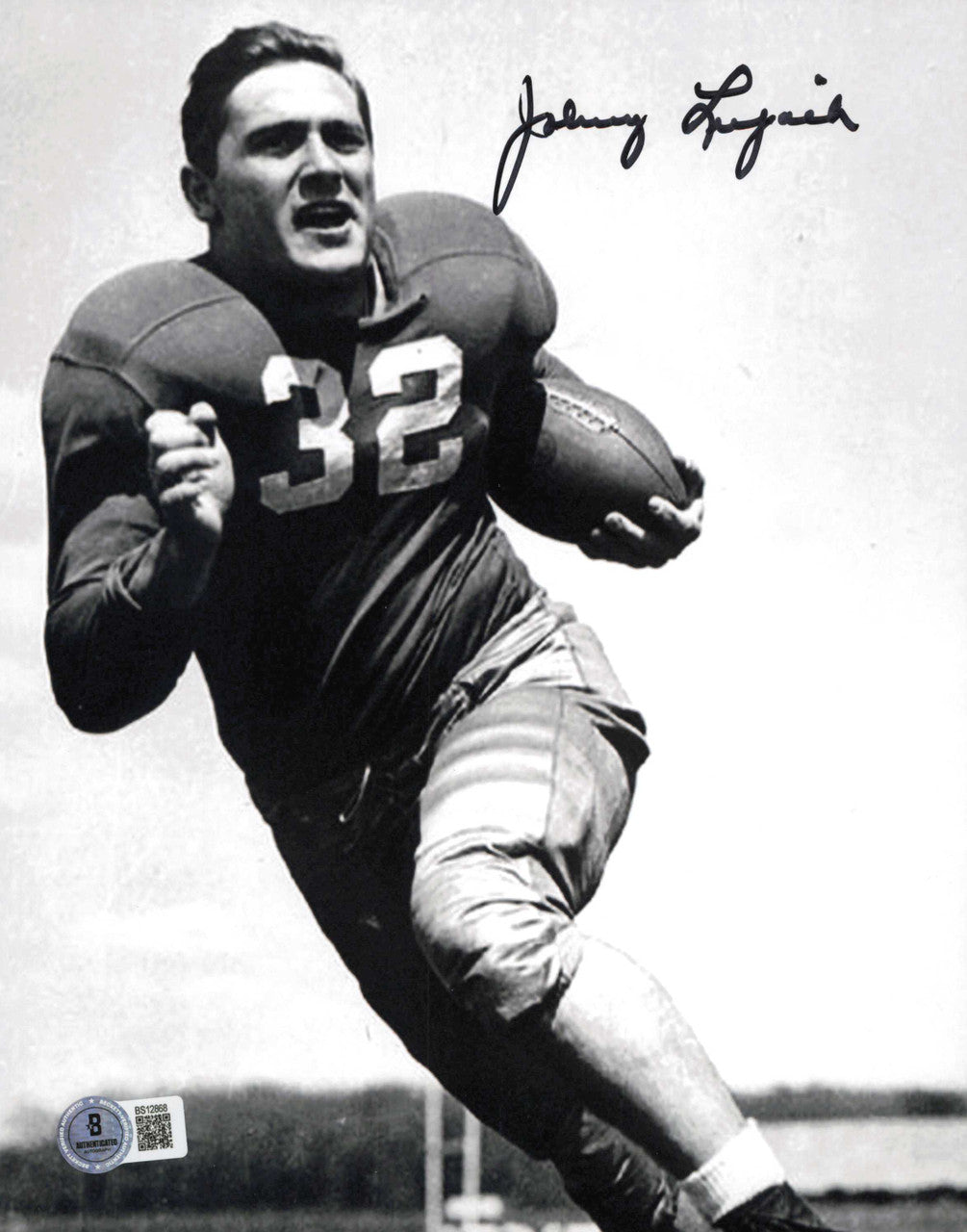 Johnny Lujack Autographed 8x10 Photo Notre Dame Fighting Irish Beckett BAS QR #BS12868