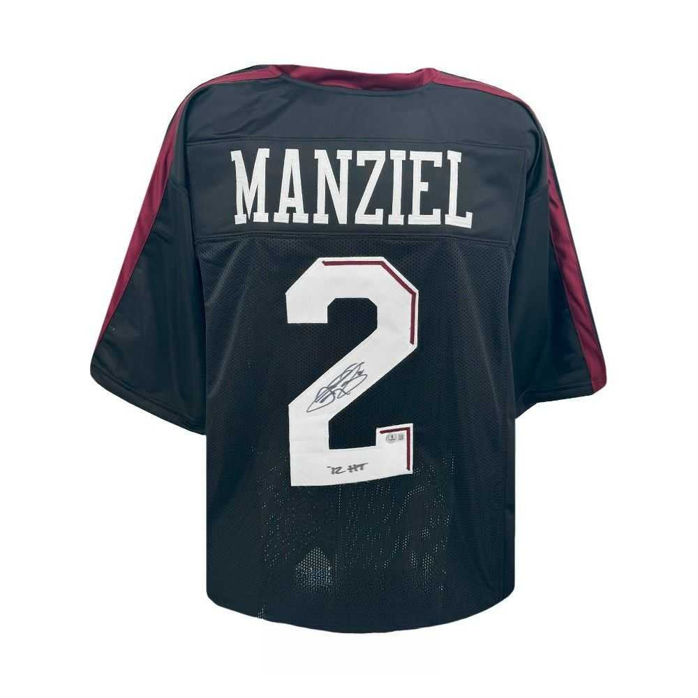 Johnny Manziel Signed Texas A&M Black Jersey "12 HT" – Beckett Witness
