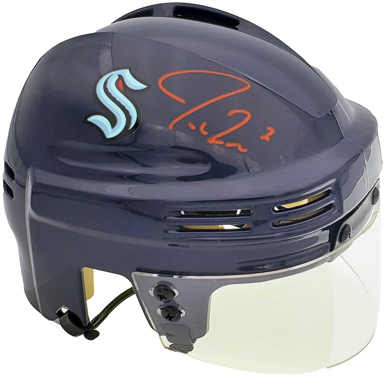 Jordan Eberle Autographed Seattle Kraken Blue Mini Helmet Fanatics Holo Stock #200300