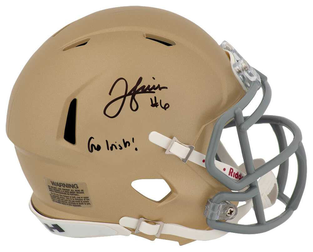 Jordan Faison Signed Notre Dame Fighting Irish Riddell Speed Mini Helmet w/Go Irish