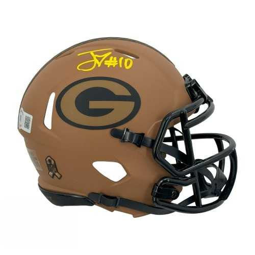 Jordan Love Autographed Green Bay Packers 2023 Salute To Service Mini Helmet - BAS