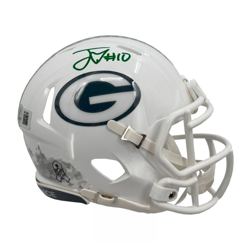 Jordan Love Autographed Green Bay Packers 2024 Salute To Service Mini Football Helmet - BAS