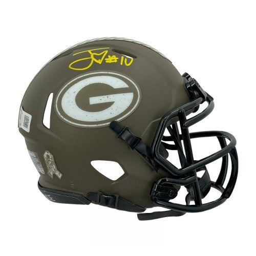 Jordan Love Autographed Green Bay Packers Salute To Service Mini Helmet - BAS