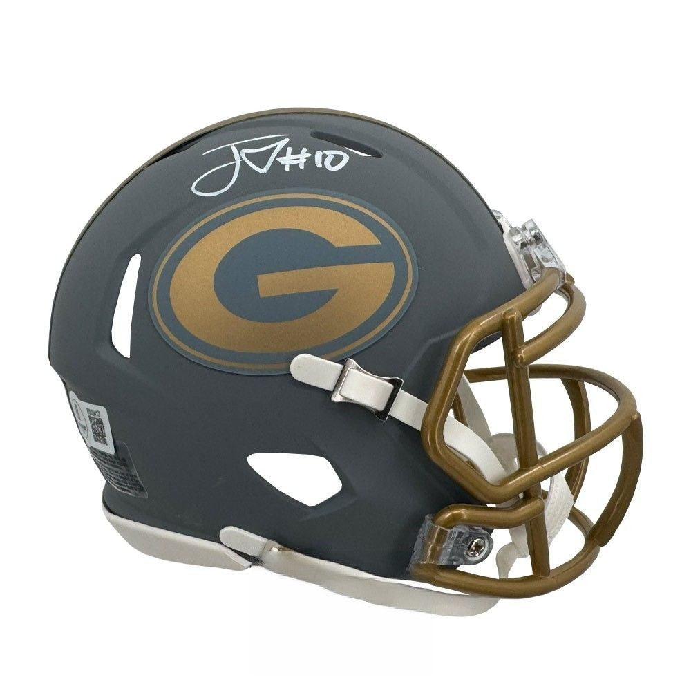 Jordan Love Autographed Green Bay Packers Slate Mini Football Helmet - BAS