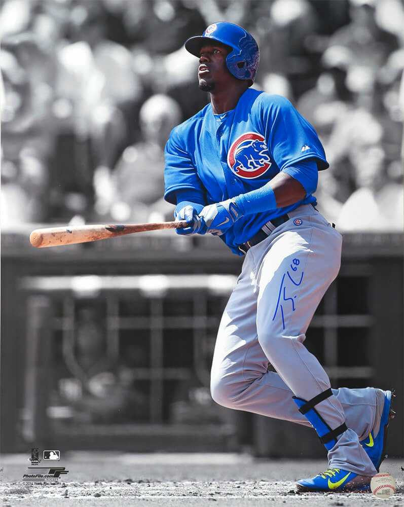 Jorge Soler Signed Chicago Cubs Blue Jersey Spotlight Action 16x20 Photo - Schwartz Authenticated