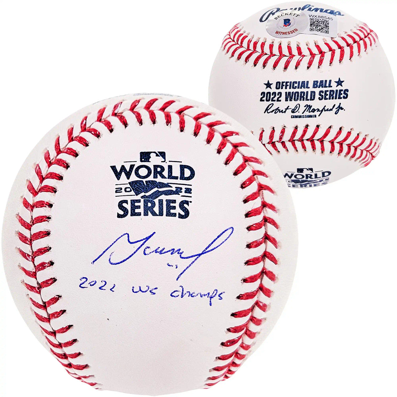 Jose Altuve Autographed Official 2022 World Series Logo MLB Baseball Houston Astros "22 WS Champs" Beckett BAS Witness
