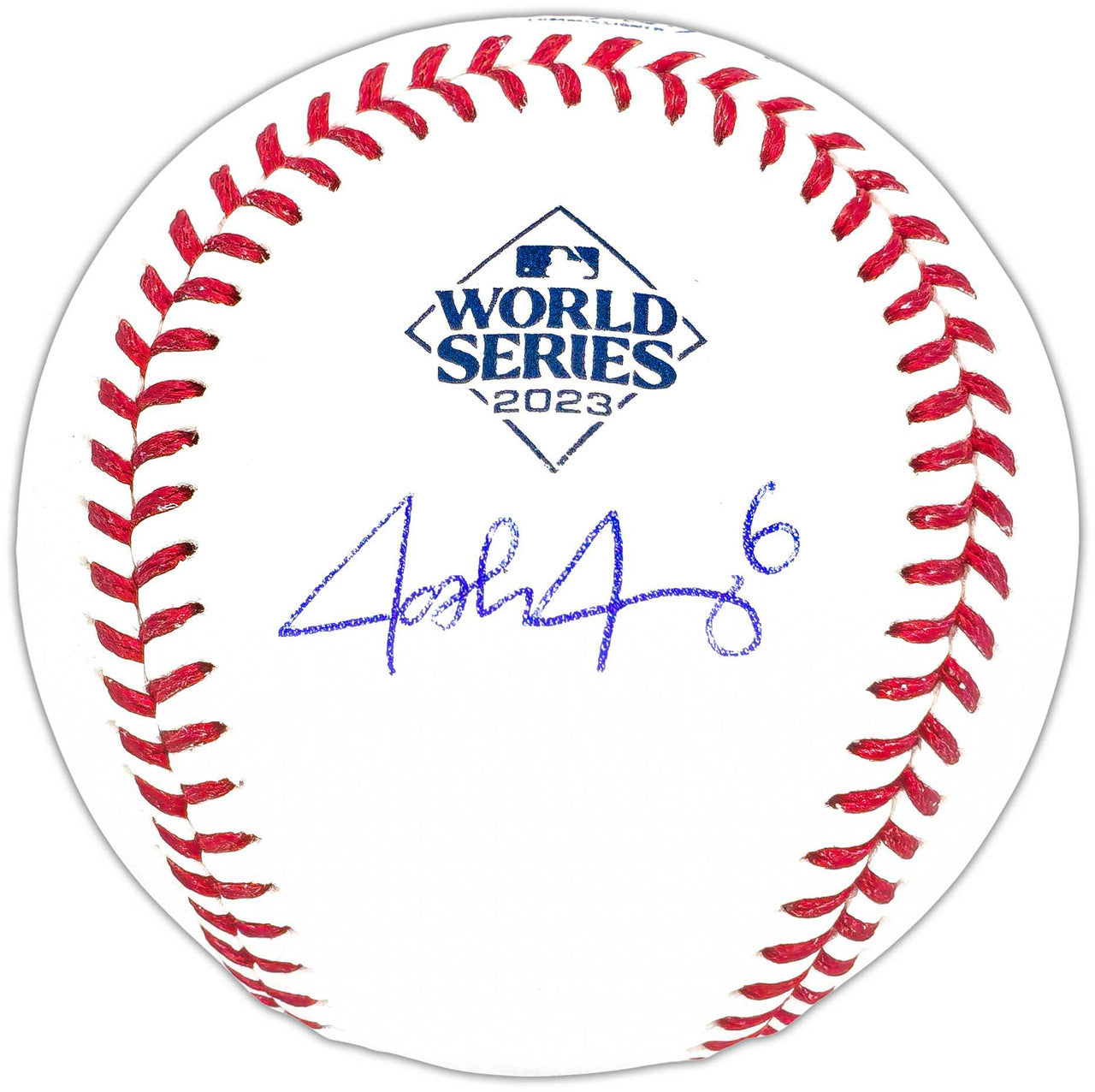 Josh Jung Autographed Official 2023 World Series Logo MLB Baseball Texas Rangers Beckett BAS Witness