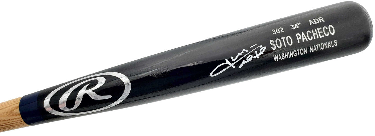 Juan Soto Signed Black Rawlings Game Model Bat – New York Mets White Ink – Beckett BAS QR Certified