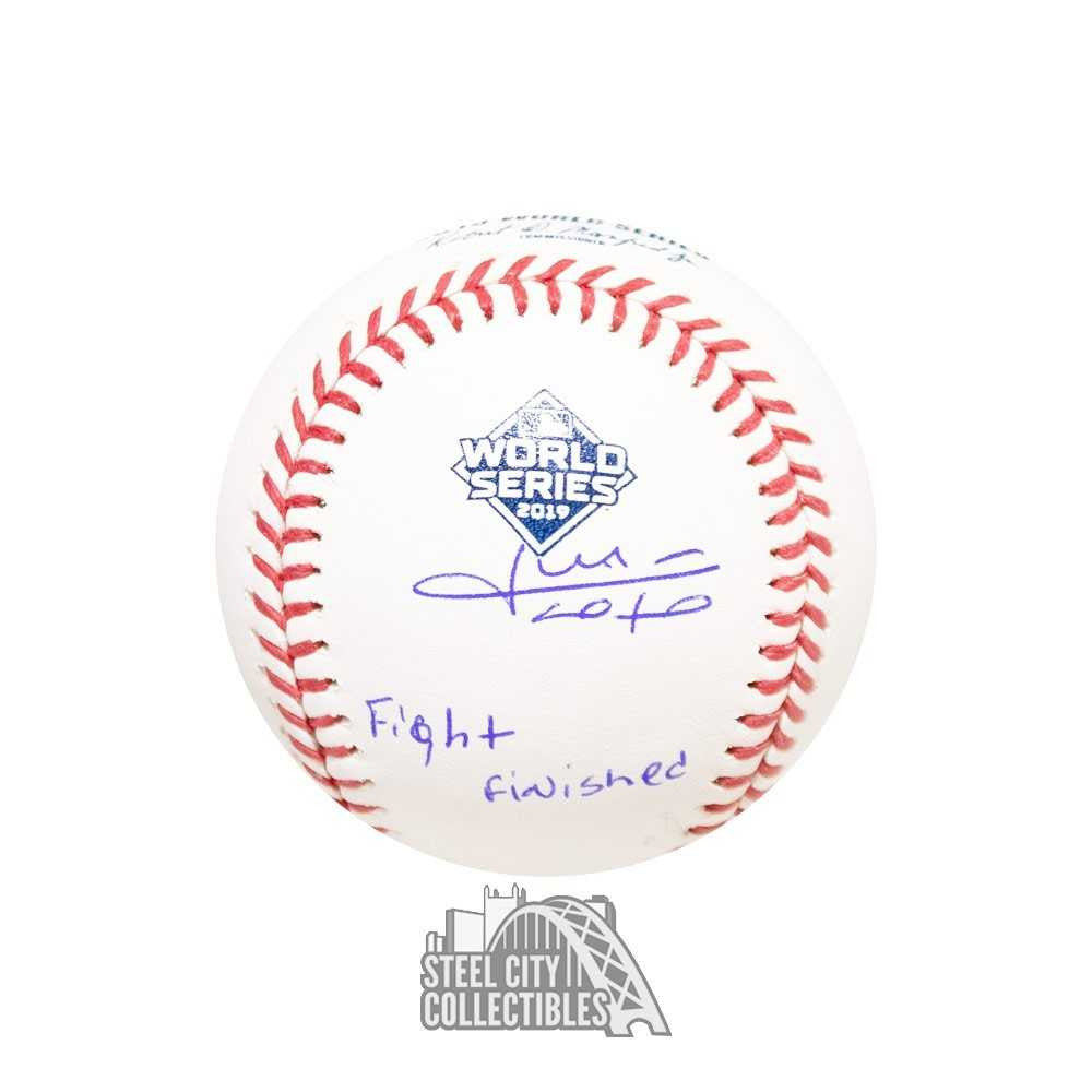 Juan Soto “Fight Finished” Signed Official 2019 World Series Baseball – Beckett BAS Certified