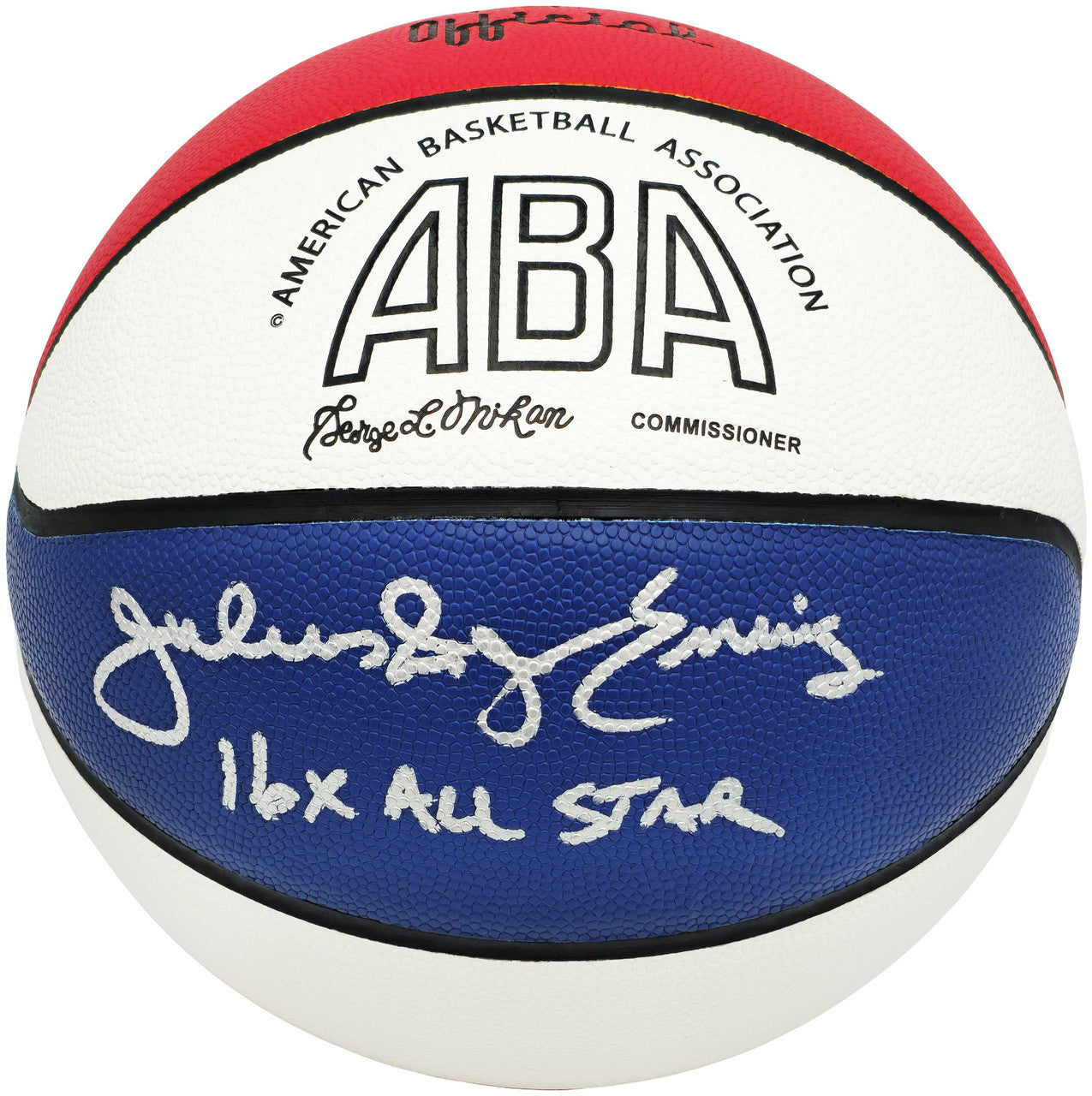 Julius "Dr. J" Erving Autographed Official ABA Logo Red, White & Blue Basketball Philadelphia 76ers "16x All Star" Beckett BAS Witness