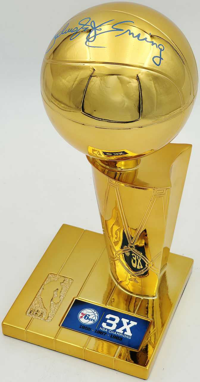 Julius "Dr. J" Erving Autographed Philadelphia 76ers NBA Champions Mini Trophy – Beckett BAS Witness