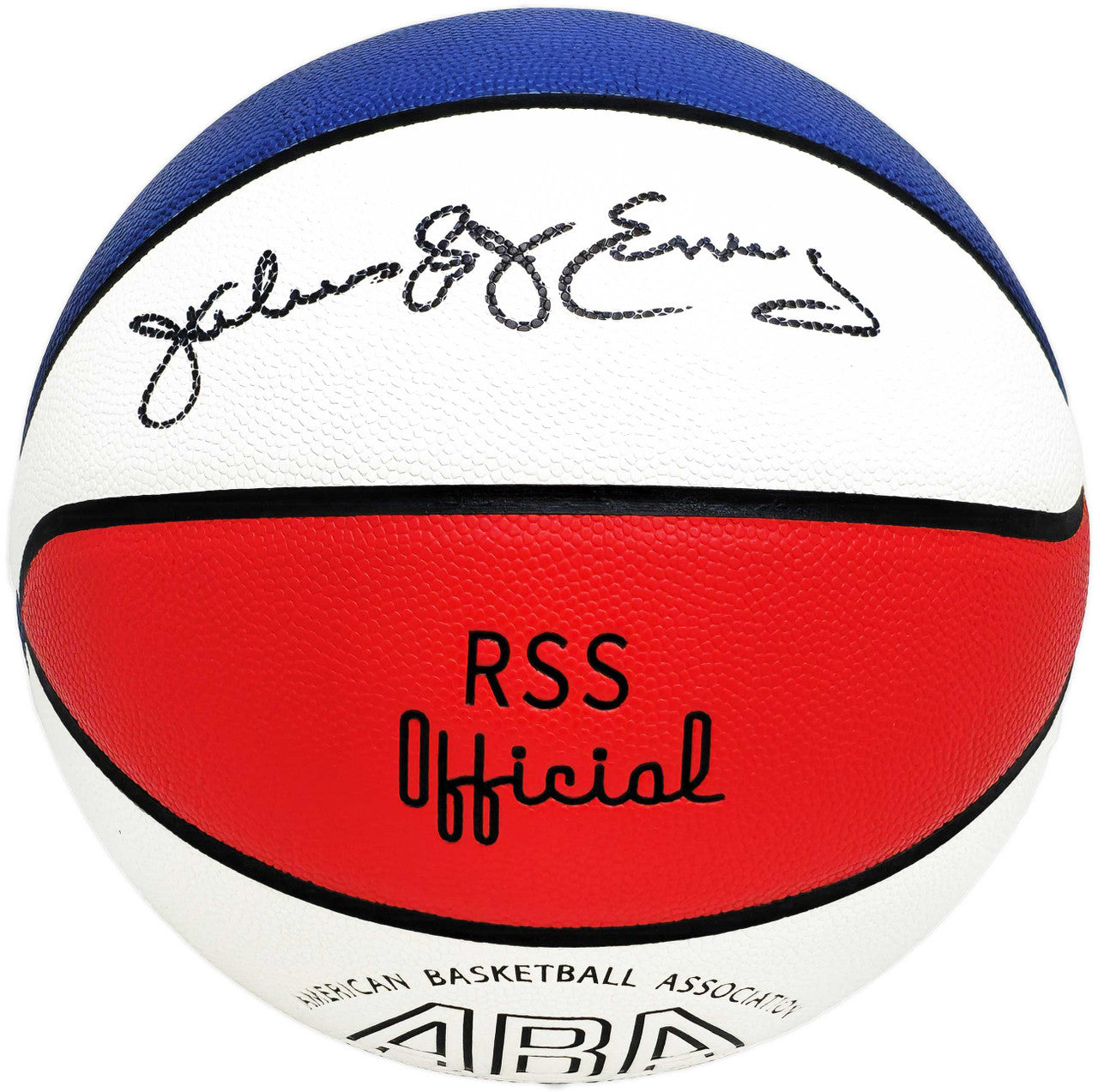 Julius "Dr. J" Erving Autographed Red, White & Blue ABA Logo Basketball New Jersey Nets Beckett BAS Witness