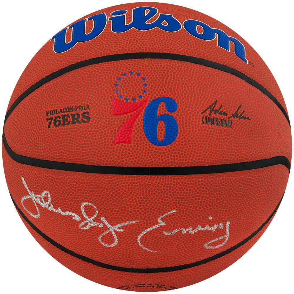 Julius 'Dr. J' Erving Signed Wilson Philadelphia 76ers Logo NBA Basketball - Schwartz Authenticated