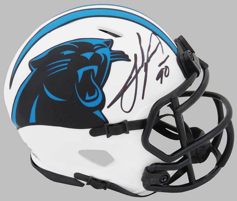 Julius Peppers Signed Carolina Panthers Lunar Eclipse White Matte Riddell Speed Mini Helmet - Schwartz Authenticated