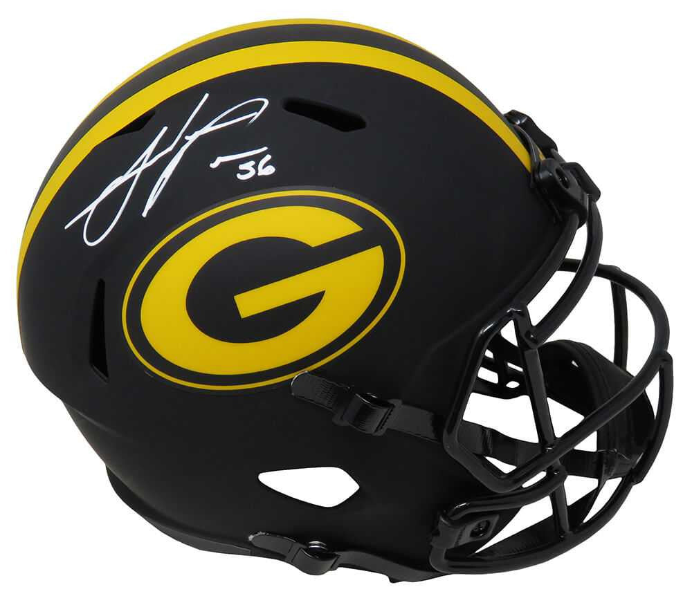 Julius Peppers Autographed Green Bay Packers Black Eclipse Full Size Speed Replica Helmet (Schwartz Sports COA)