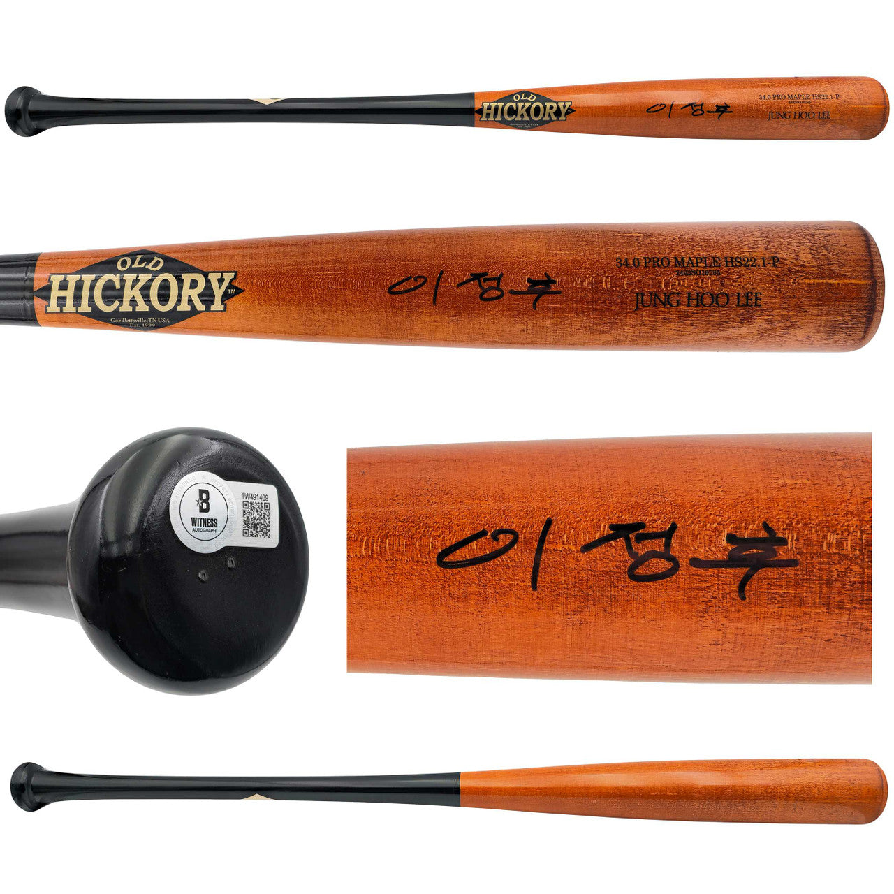 Jung Hoo Lee Autographed Orange & Black Old Hickory Player Model Baseball Bat San Francisco Giants Signed In Korean Beckett BAS Witness