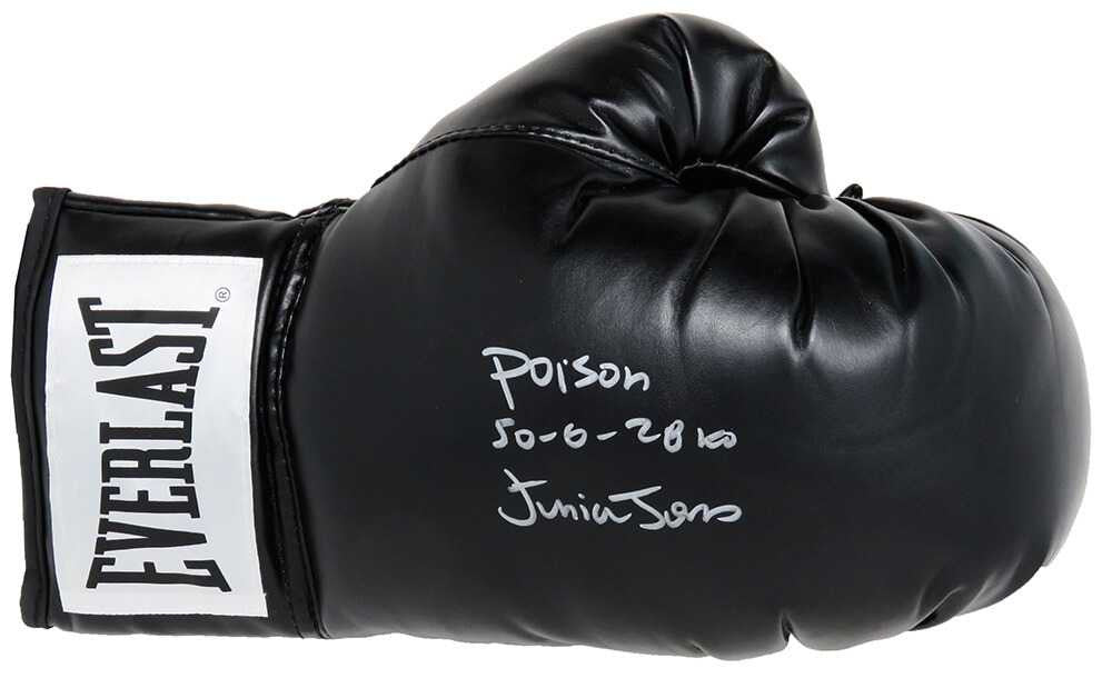 Junior Jones Signed Everlast Black Boxing Glove w/Poison, 50-6, 28 KO's - Schwartz Authentic