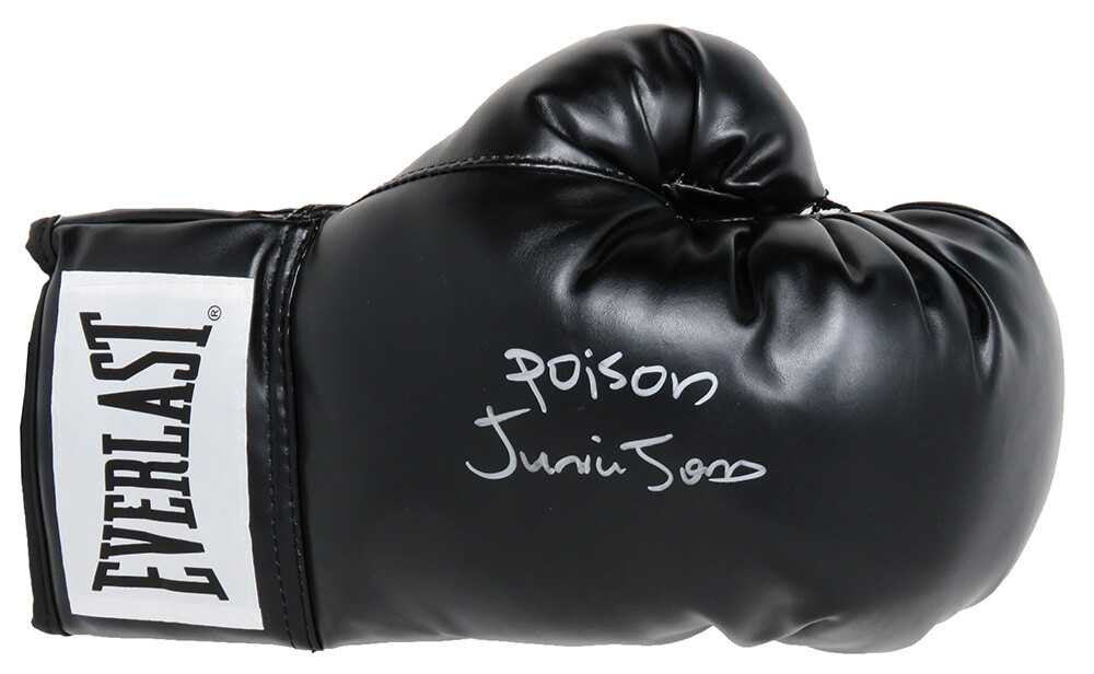 Junior Jones Signed Everlast Black Boxing Glove w/Poison - Schwartz Authenticated