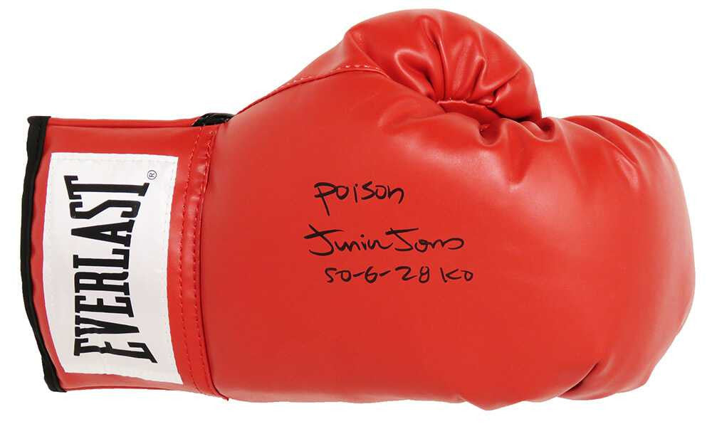 Junior Jones Signed Everlast Red Boxing Glove w/Poison, 50-6, 28 KO's - Schwartz Authenticated