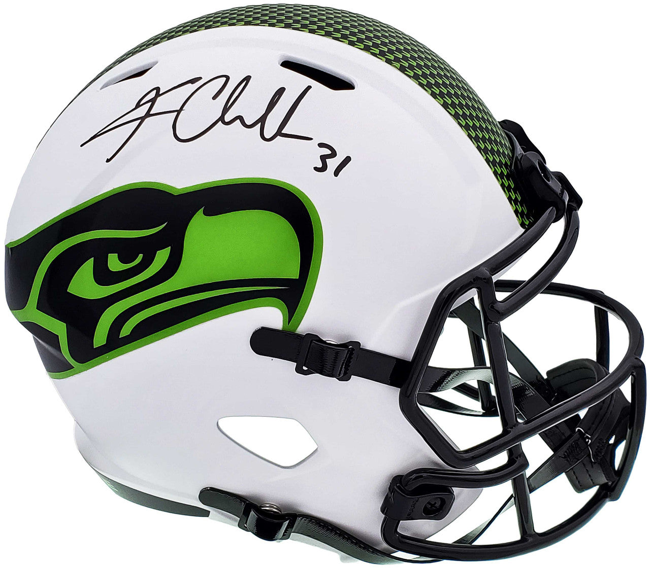 Kam Chancellor Autographed Seattle Seahawks Lunar Eclipse White Full Size Replica Speed Helmet MCS Holo