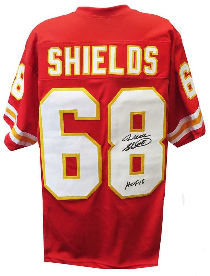 Will Shields Autographed Kansas City Chiefs Red Jersey “HOF ’15” – Schwartz Authenticated