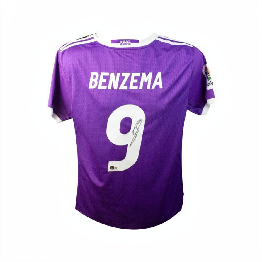 Karim Benzema Autographed Real Madrid Purple Adidas Soccer Jersey - BAS COA (Silver Ink)