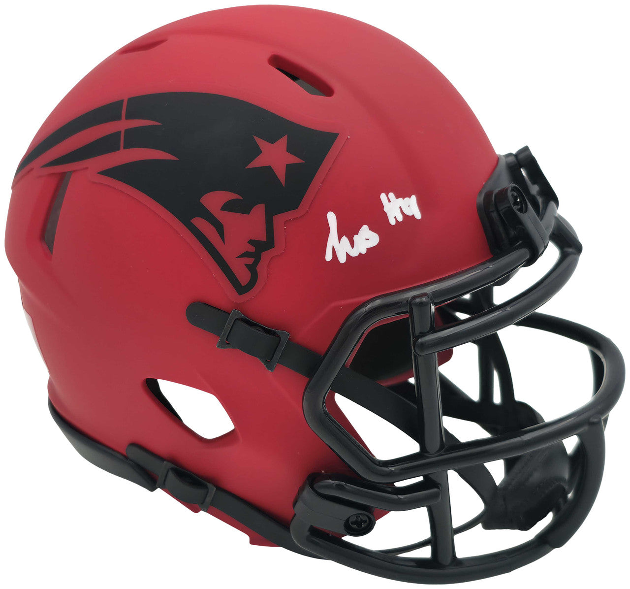 Kayshon Boutte Autographed New England Patriots Rave Red Speed Mini Helmet Beckett BAS Witness