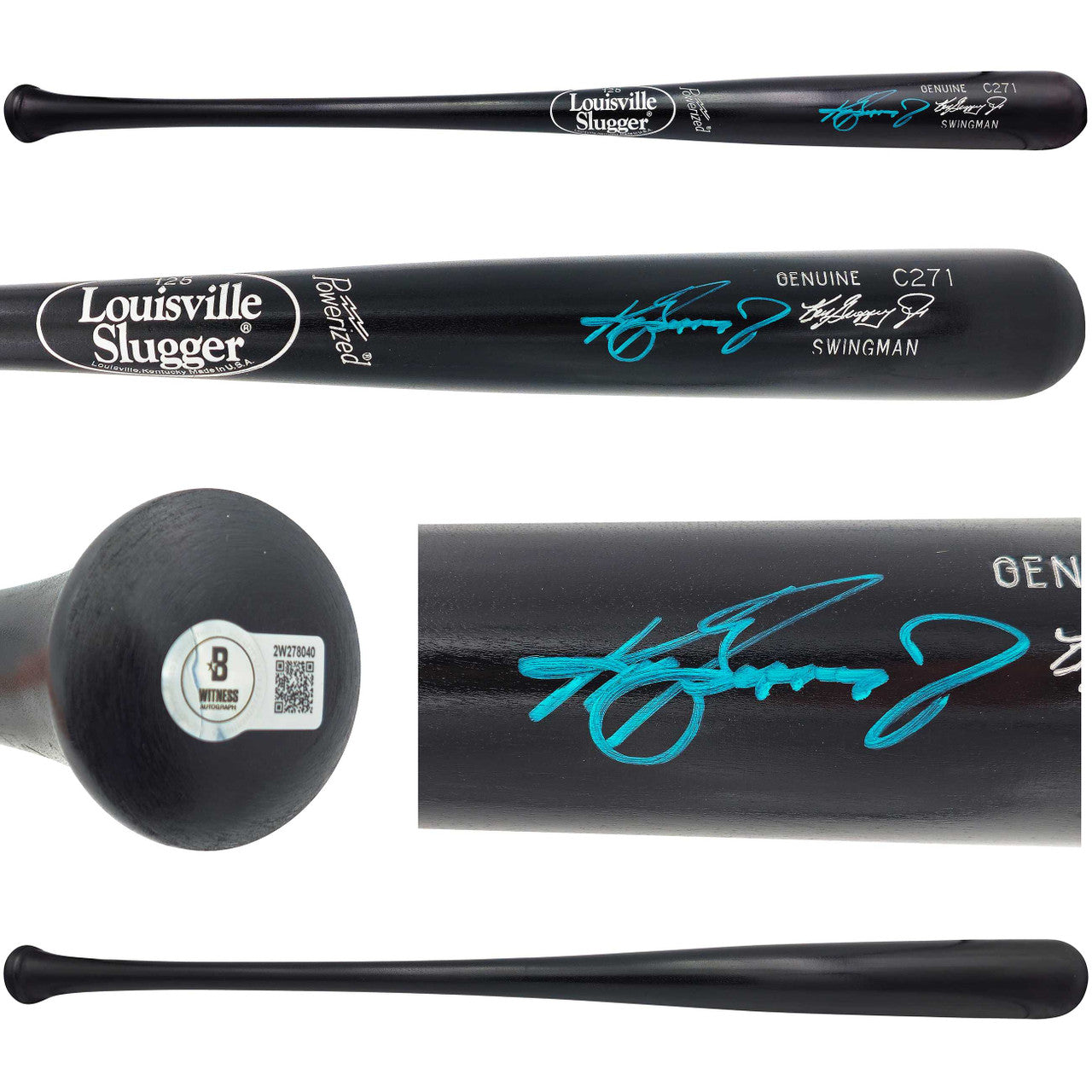 Ken Griffey Jr. Signed Black Louisville Slugger C271 Swingman Baseball Bat – Seattle Mariners Beckett BAS Witness COA