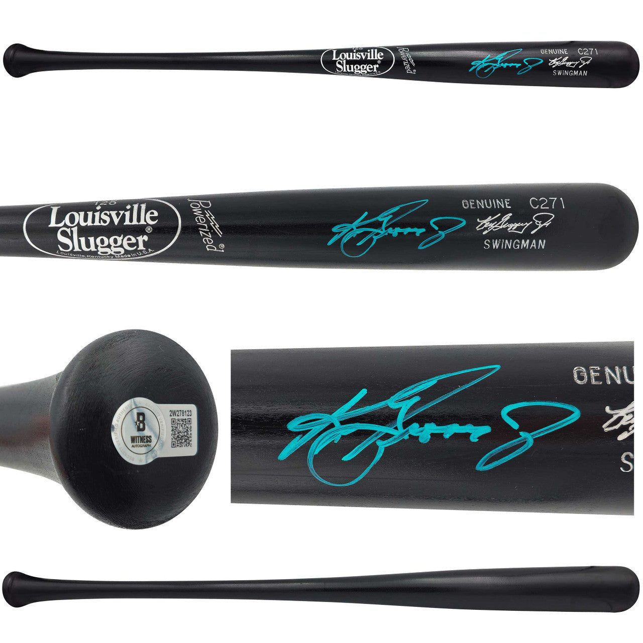 Ken Griffey Jr. Signed Black Louisville Slugger C271 Swingman Bat – Seattle Mariners Beckett BAS Witness