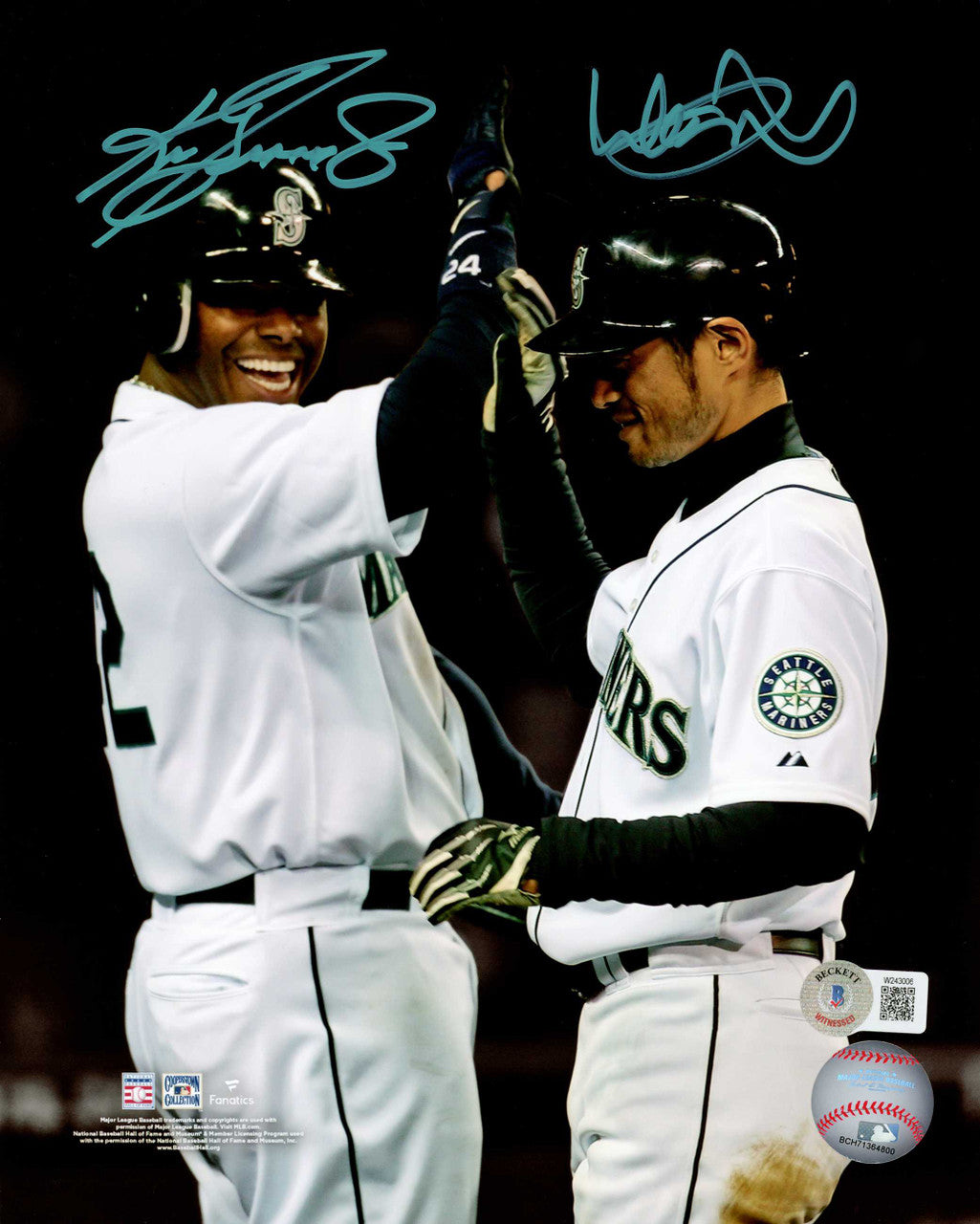 Ken Griffey Jr. & Ichiro Suzuki Autographed 8X10 Photo Seattle Mariners Signed In Teal Beckett BAS Witness