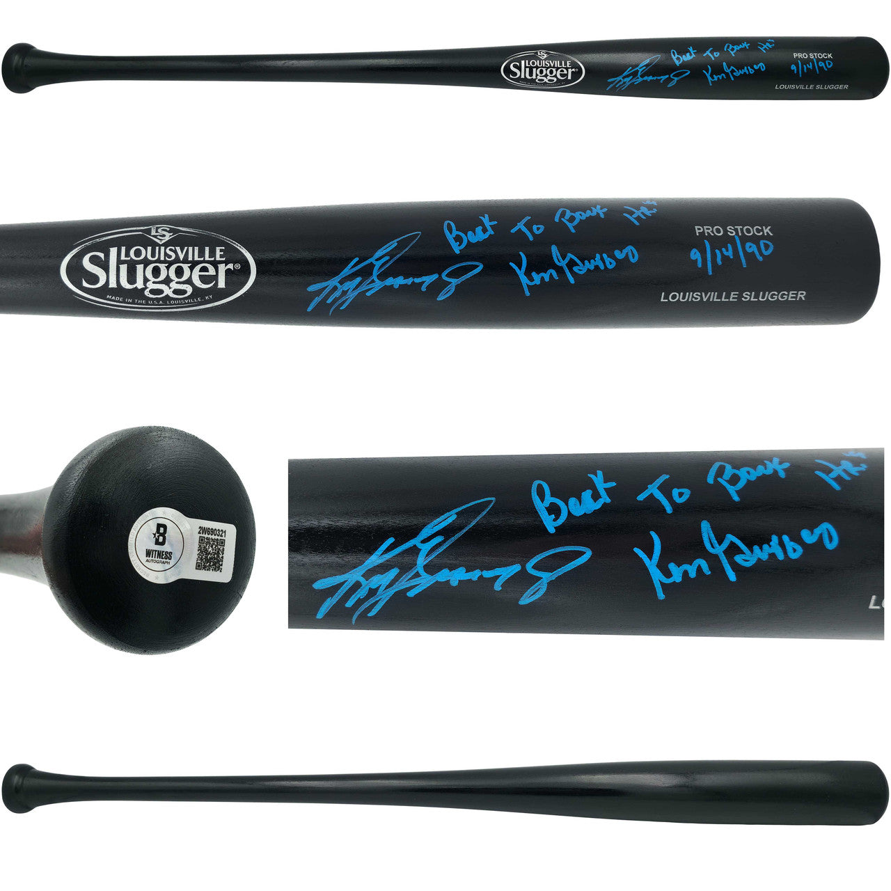 Ken Griffey Jr. & Sr. Autographed Louisville Slugger Bat "Back To Back HR 9/14/90" – Seattle Mariners – BAS Witness