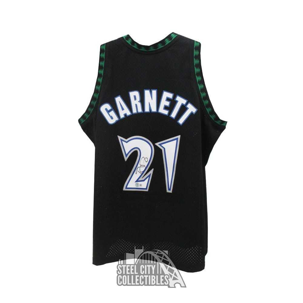 Kevin Garnett Autographed Minnesota Timberwolves Black Mitchell & Ness L Basketball Jersey - BAS