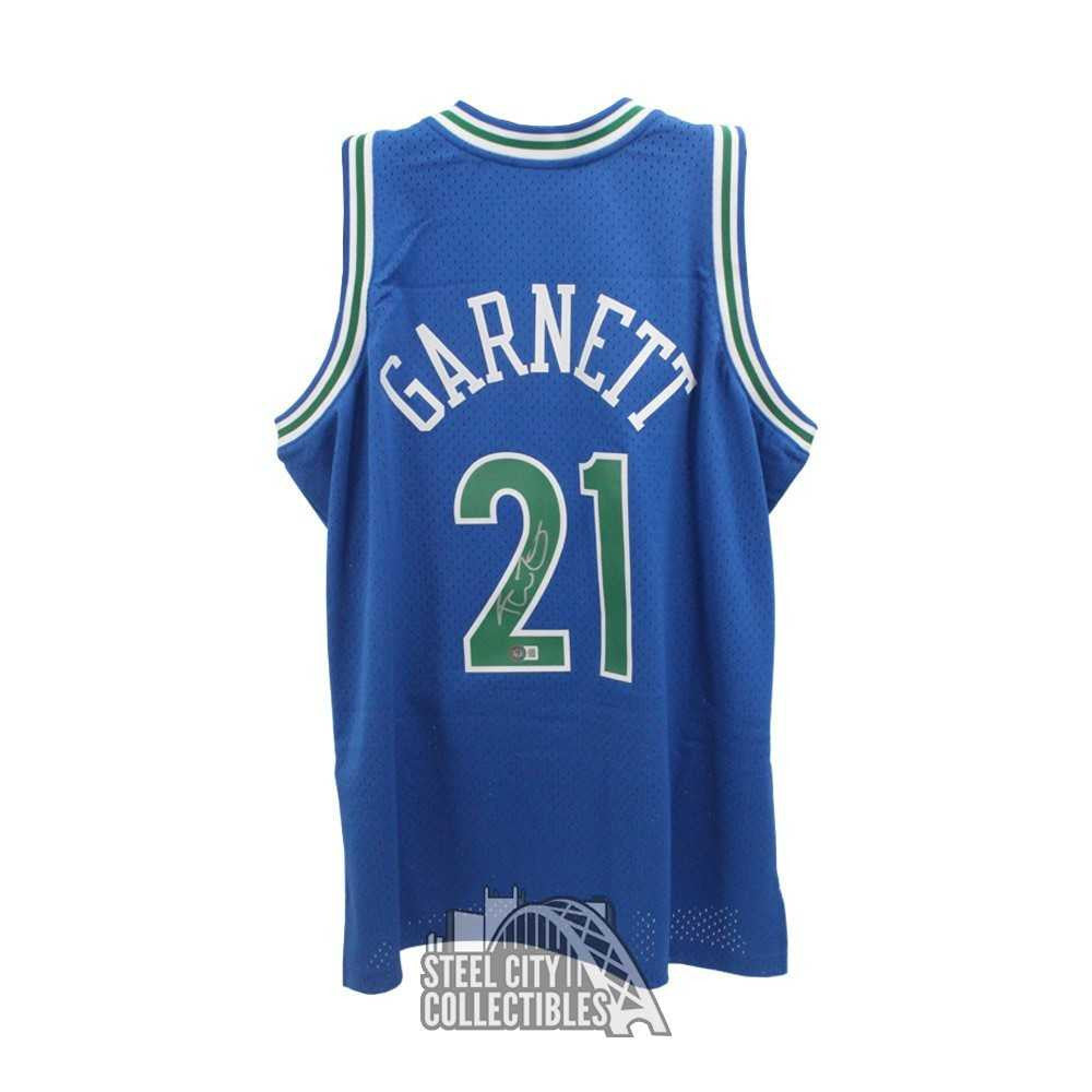 Kevin Garnett Autographed Minnesota Wolves Blue Mitchell & Ness XL Jersey - BAS