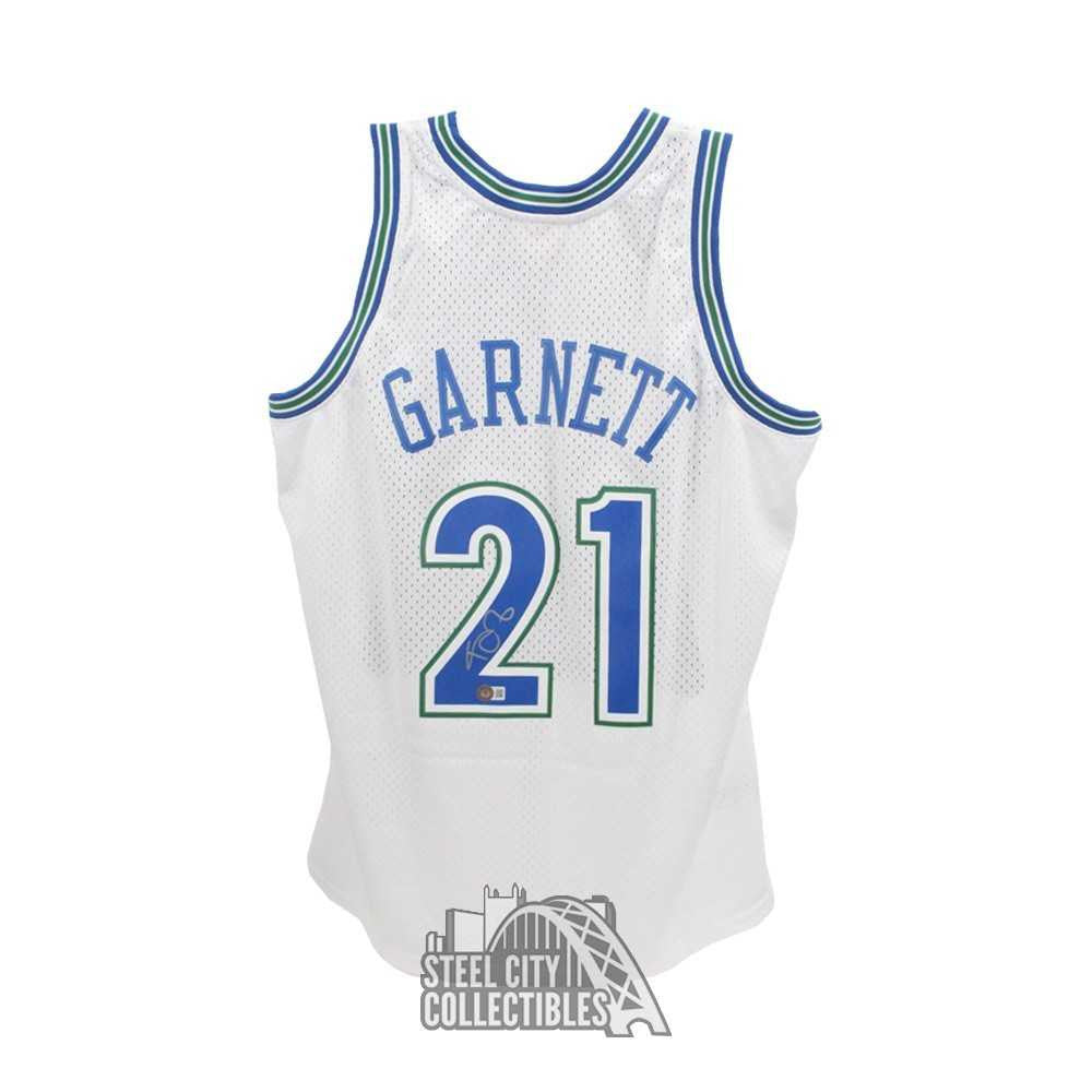Kevin Garnett Autographed Minnesota Wolves White Mitchell & Ness XL Jersey - BAS