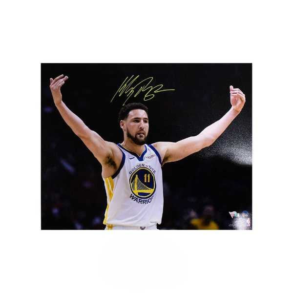 Klay Thompson Autographed Golden State Warriors 16x20 Photo - Fanatics (Arms Up)